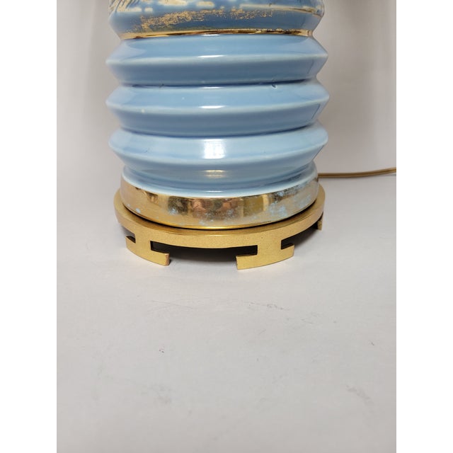 Vintage Mid-Century Modern Ceramic and Brass Lamp For Sale - Image 4 of 10