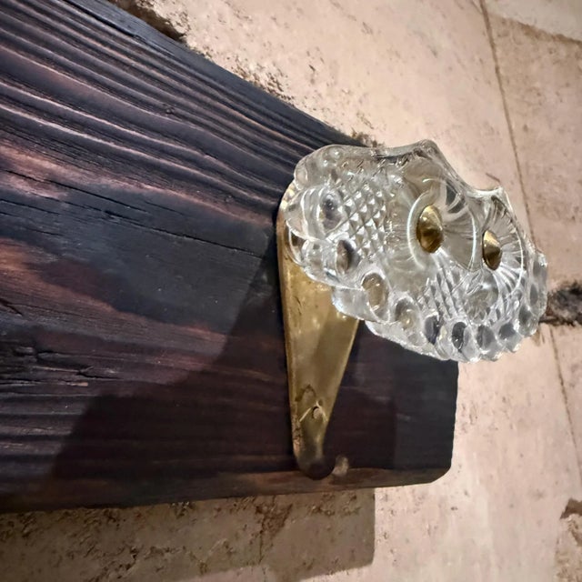 Brass Mid-Century Modern Italian Coat Rack Hooks Set of Two, Brass & Glass For Sale - Image 8 of 9