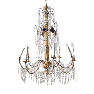 Genoese Chandelier in Gilded Wood and Crystal, Early 19th Century For Sale