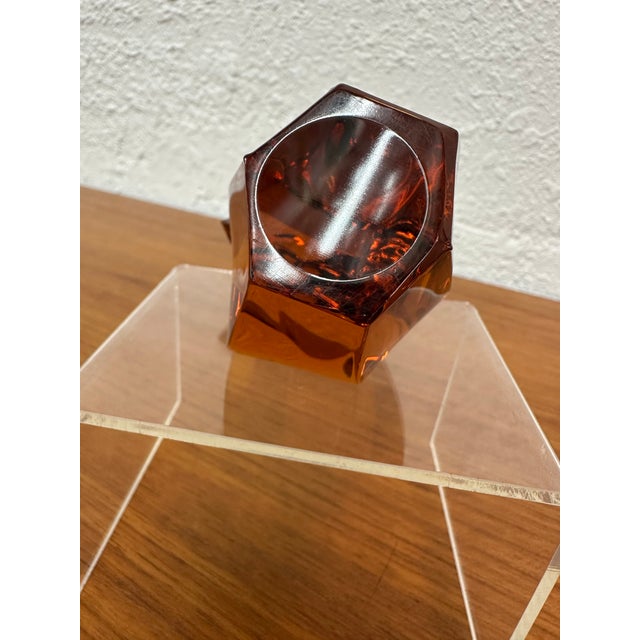 Amber Vintage French Art Glass Saint Louis Crystal Penguin Figurine/Paper Weight For Sale - Image 8 of 9