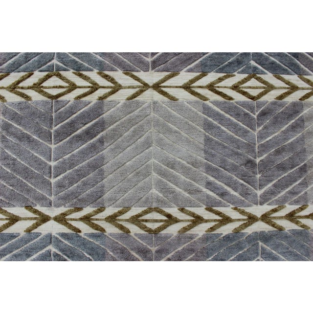 Modern Scandinavian Piled Geometric Design Rug by Keivan Woven Arts 9'2 X 11'10 For Sale - Image 10 of 13