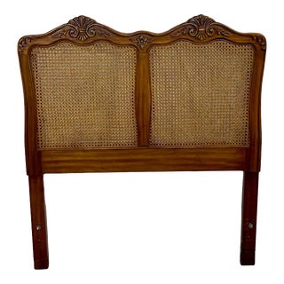 Vintage Henredon Country French Style Oak Caned Twin Size Headboard For Sale