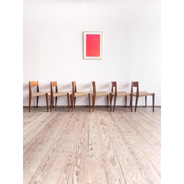 Contemporary Pia Dining Room Chairs in Walnut with Wickerwork by Poul Cadovius, Set of 6 For Sale - Image 3 of 16