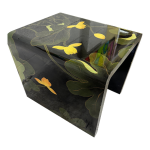 Asian Floral Lacquer Waterfall End Table