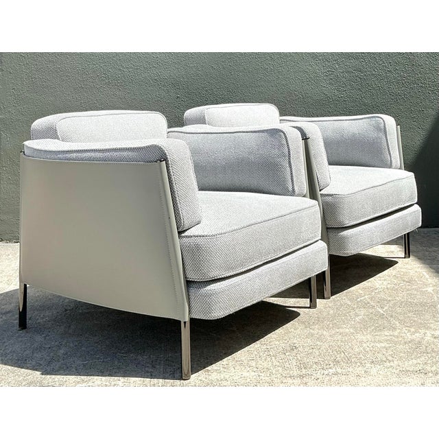 Vintage Italian Minotti Leather Frame “Shelley” Lounge Chairs - A Pair For Sale In West Palm - Image 6 of 12