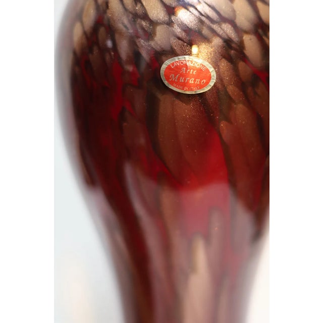 Mid-Century Ruby and Avventurina Murano Glass Vases - a Pair For Sale In Seattle - Image 6 of 8