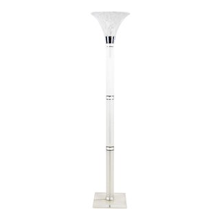 Mid-Century Modern Frosted Lucite and Chrome Floor Lamp For Sale