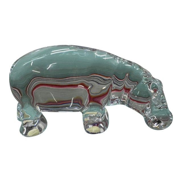 Vintage Baccarat Crystal Hippo Figurine For Sale