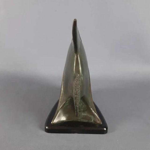 Modern Vintage Tropical Fish Sculpture in Brass on a Black Base, 1960s-1970s For Sale - Image 3 of 11