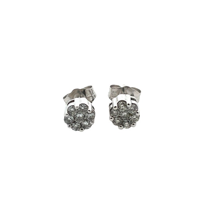 Modern Solid White Gold Diamond Stud Earrings & Pendant Necklace Set For Sale - Image 3 of 8