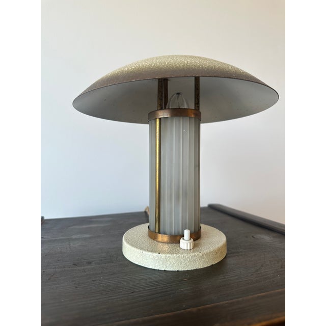 1920s Art Deco Brass & Glass Table Lamp, France, 1930s For Sale - Image 5 of 8