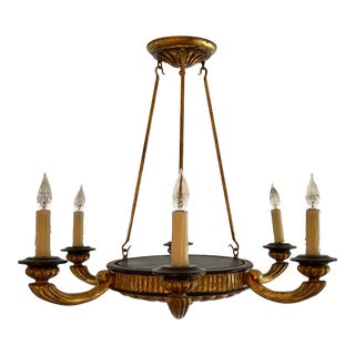 Paul Ferrante-Style Gold Leaf Chandelier For Sale