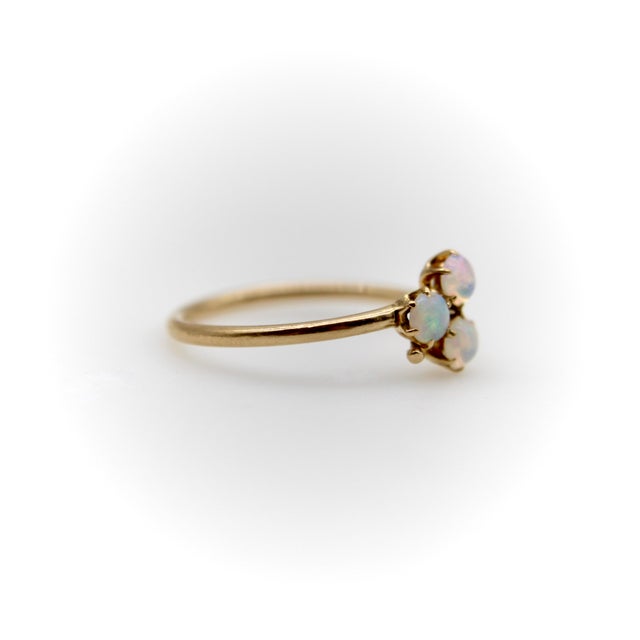 Victorian Late 19th Century Victorian 14k Gold Opal 3-Leaf Clover Ring, Size 5.25 For Sale - Image 3 of 9