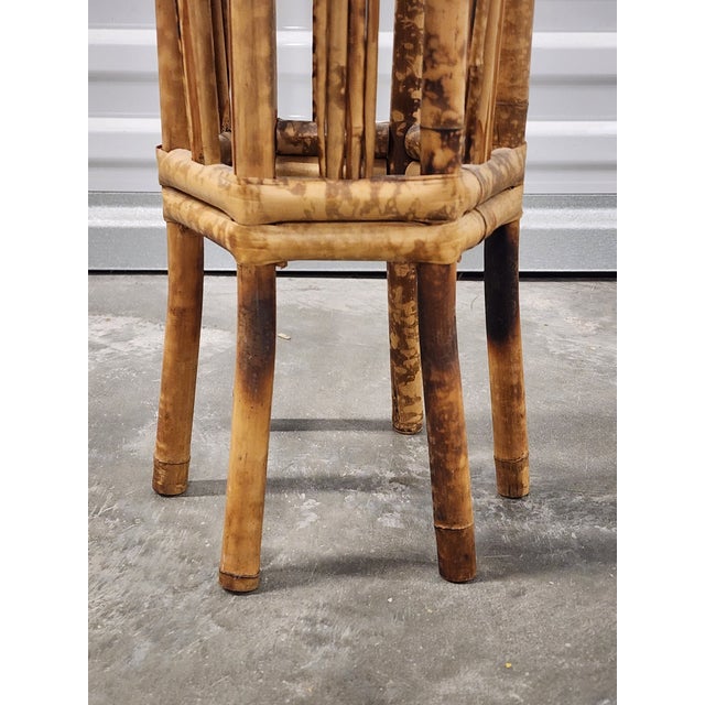 Vintage Mid-Century Bamboo Tortoise Shell Plant Stand For Sale In New York - Image 6 of 10