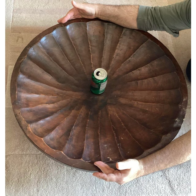 Massive Vintage Hand-Carved Wooden Bowl – 27” Wide, 36 Lb Rustic Statement Piece For Sale - Image 4 of 11