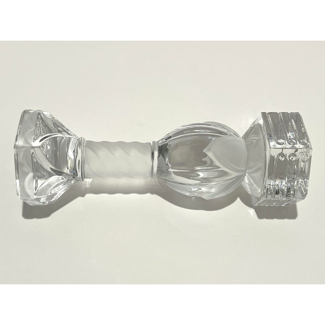 St Louis “Flore Et Pomone” French Lead Crystal Candlestick, Frosted Spiral Stem For Sale - Image 4 of 16