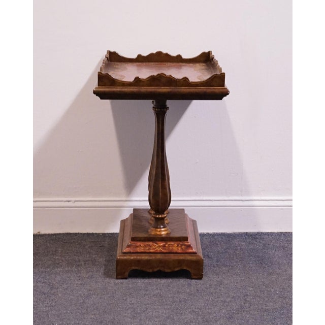 Maitland Smith Italian Provincial Florentine 16x26" Scalloped Tray Accent End Table For Sale - Image 9 of 9