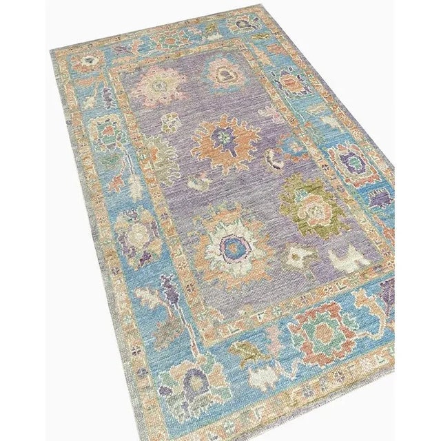 Handwoven Turkish Oushak Area Rug 4'0" × 6'1" For Sale - Image 12 of 13