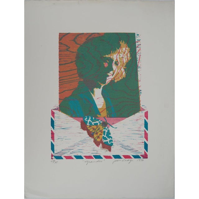Jean LODGE Growing Up, 1996 Original woodcut Signed in pencil On vellum 66 x 50 cm Numbered / 75 copies Very good...