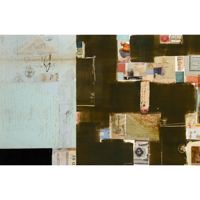Beautiful abstract expressionist collage by Bay Area artist Michael Pauker (American, b.1957). Composed of two contrasting...