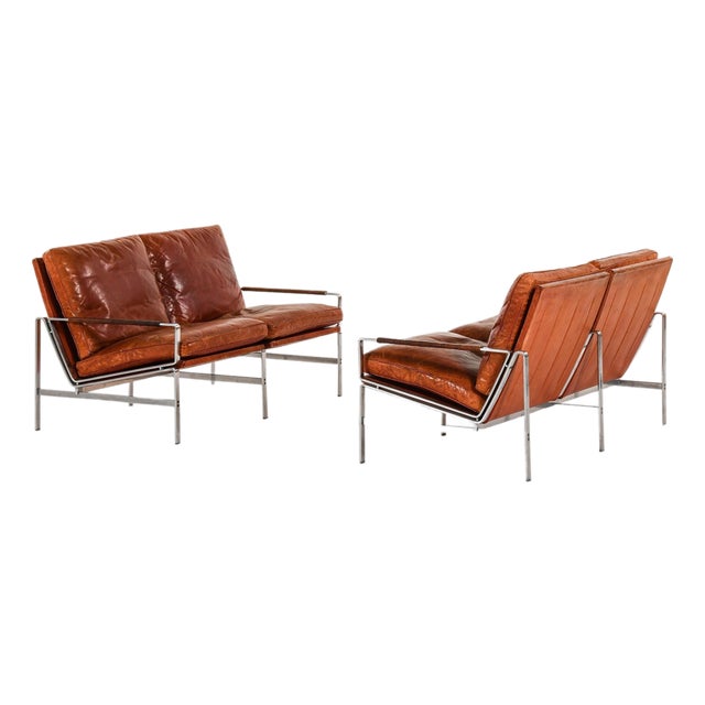 Sofas in Steel and Leather by Preben Fabricius & Jørgen Kastholm, 1960s, Set of 2 For Sale