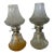 Set of 2 Vintage Diamond Cut Crystal Oil Burning Lamps For Sale