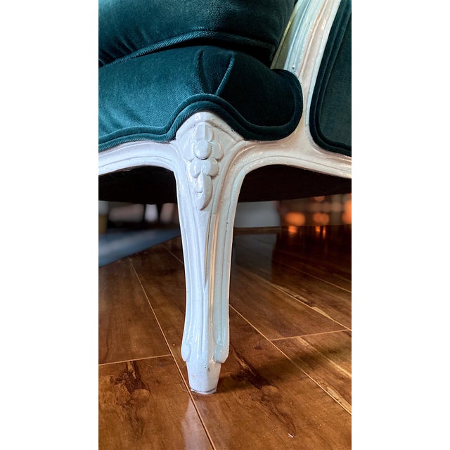 Mid-20th Century French Provincial Wingback Chair in Kravet Peacock Blue Velvet For Sale - Image 16 of 18