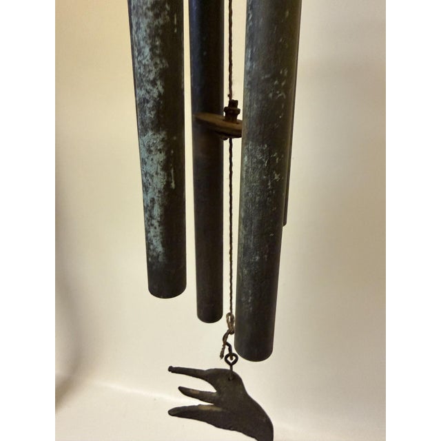 Mid-Century Modern Patinated Bronze Wind Chimes in the Style of Walter Lamb - 27" For Sale - Image 4 of 15