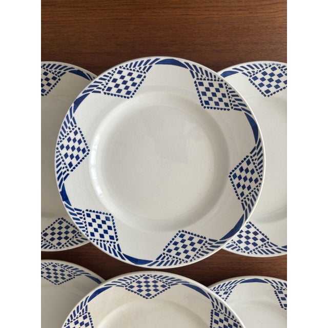 Ceramic Vintage Pantin Pattern Dinner Plates from Moulin Des Loups & Hamage, 1950s, Set of 6 For Sale - Image 7 of 8