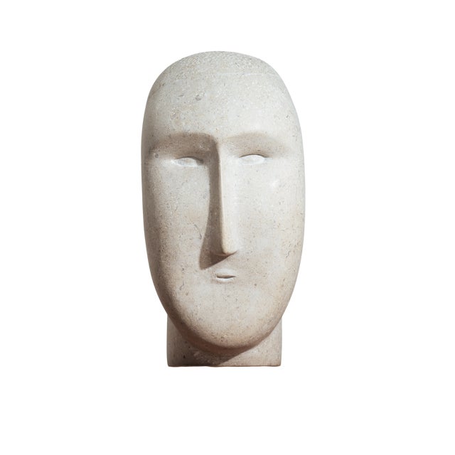 Modernist Bust Sculpture, 1980s, Sandstone For Sale