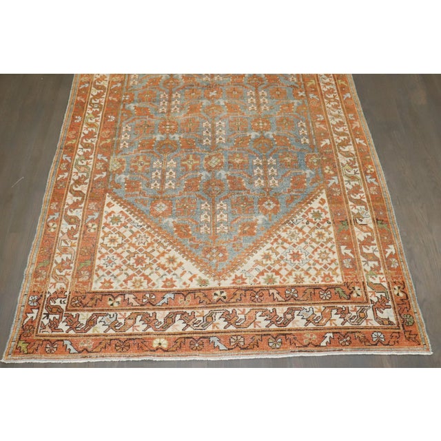 Persian Early 20th Century Malayer Orange Blue Corridor Rug rug no.j3608 For Sale - Image 3 of 11