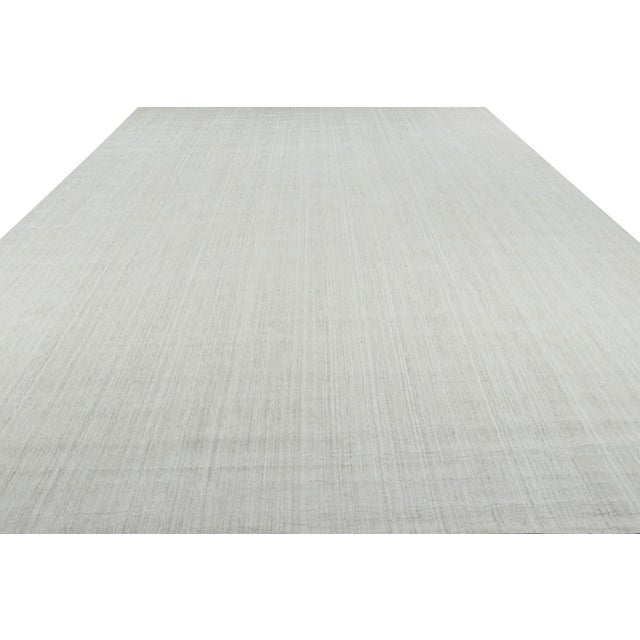 2010s Rug & Kilim’s Oversized Textural Rug in Solid White and Silver-Gray Striae For Sale - Image 5 of 8