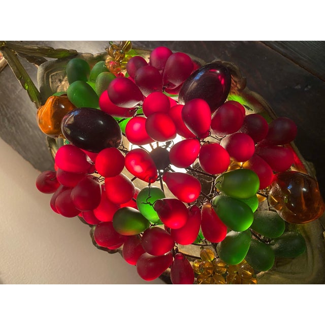 Antique Czech Gilt Bronze Coupe and Plateua Centerpiece With a Bohemian Glass Fruit Arrangement. For Sale - Image 9 of 13