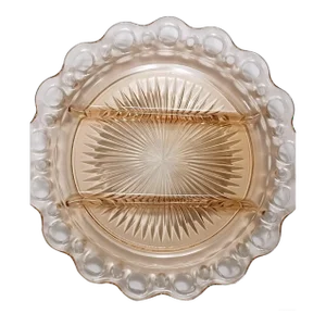 1930s Anchor Hocking Pink Depression Glass Lace Edge Three Section Divided Relish Tray
