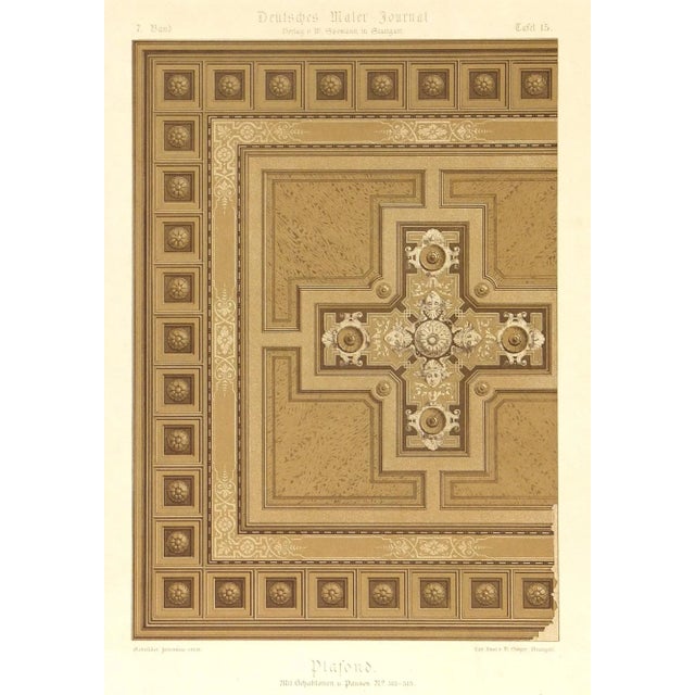 Stone Lithograph - Ornamental Ceiling Design, C. 1880 For Sale - Image 4 of 4