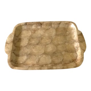 Vintage Smoky Gold Capiz Mother of Pearl Shell Tray For Sale
