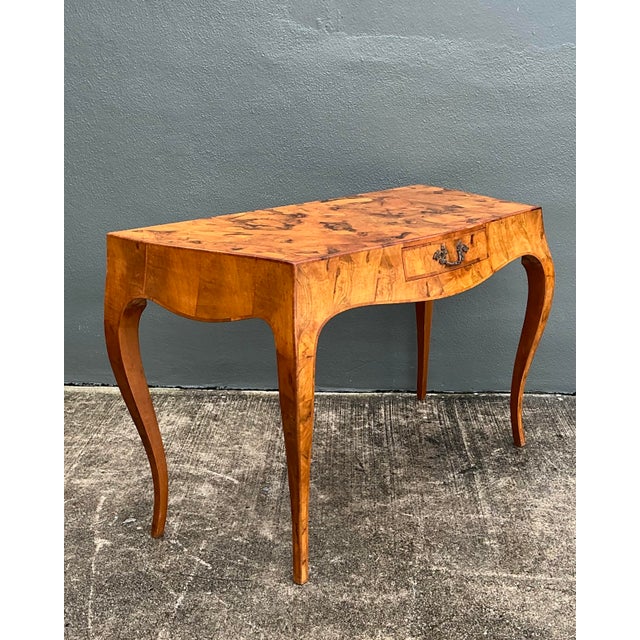Vintage Italian Olive Burl Wood Writing Desk For Sale - Image 12 of 12