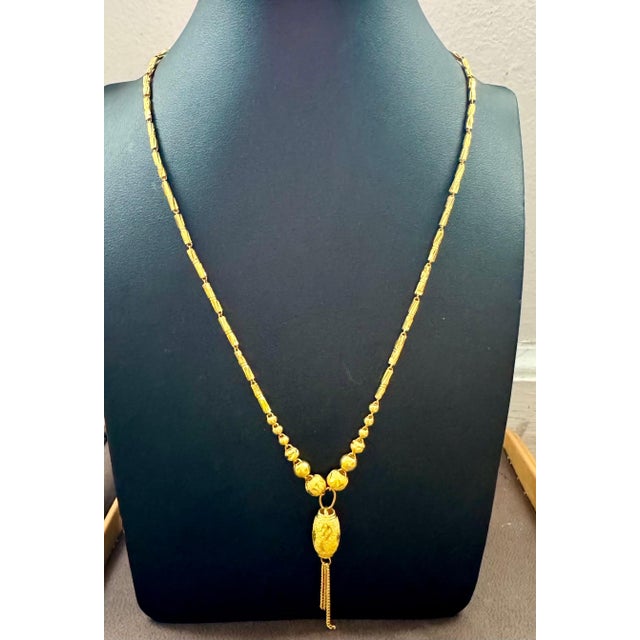 24 K Pure Gold Hand Made Yellow Gold Tube Chain Necklace, 9.7 Gm, 16 " + Pendant For Sale - Image 12 of 18