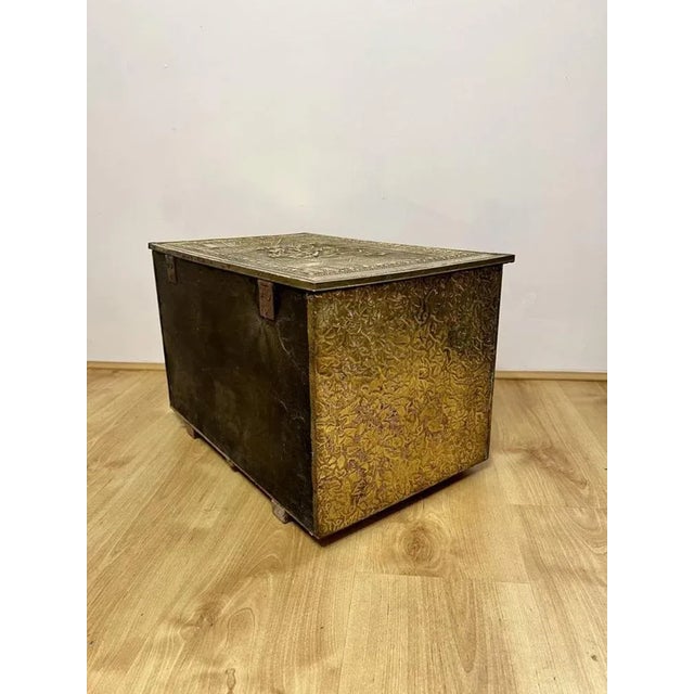 Antique Ornate Brass Coal Box, 1920s For Sale - Image 3 of 8