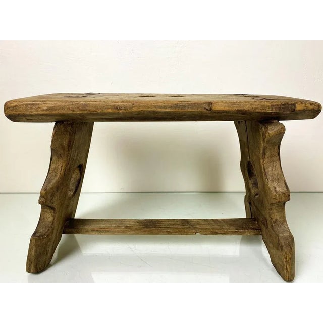 Rustic Rustic Handcrafted Farmhouse Stool, 1950s For Sale - Image 3 of 13