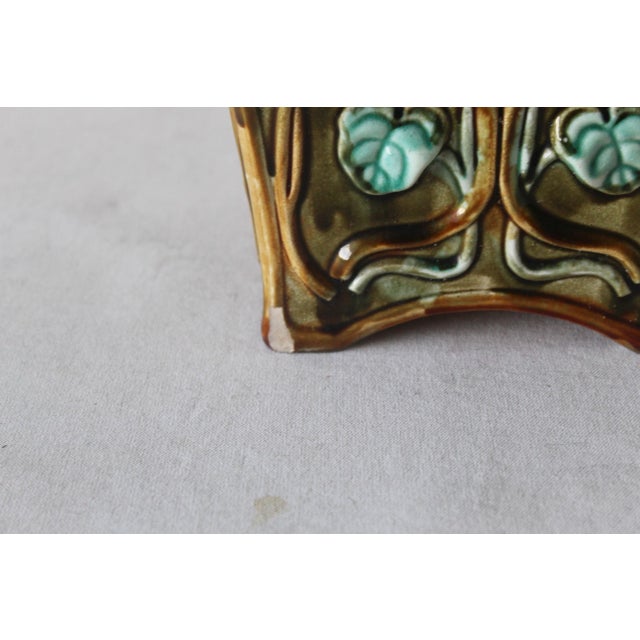 1900s French Onnaing G77 Art Nouveau Flower Vines Details Jardinière Cache Pot Planter For Sale - Image 4 of 11