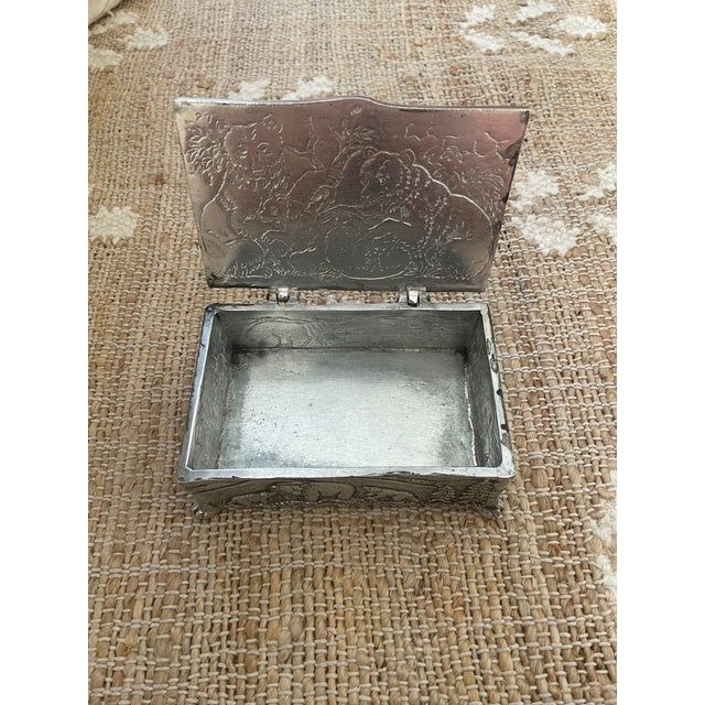 Vintage Sliver Tone Wilderness Bear Arthur Court Trinket Jewelry Box For Sale - Image 11 of 11