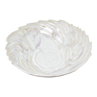 Vintage Garnier Studio Pottery Decorative Bowl With Embossed Shells and Irridescent Glaze For Sale