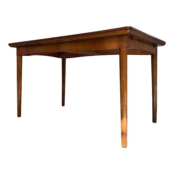 Extendable Dining Table with Teak Tabletop and Walnut Frame For Sale