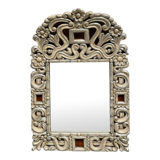 18c Style Kathleen Spiegelman Silver Giltwood Portuguese Mirror For Sale