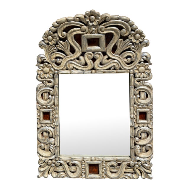 18c Style Kathleen Spiegelman Silver Giltwood Portuguese Mirror For Sale