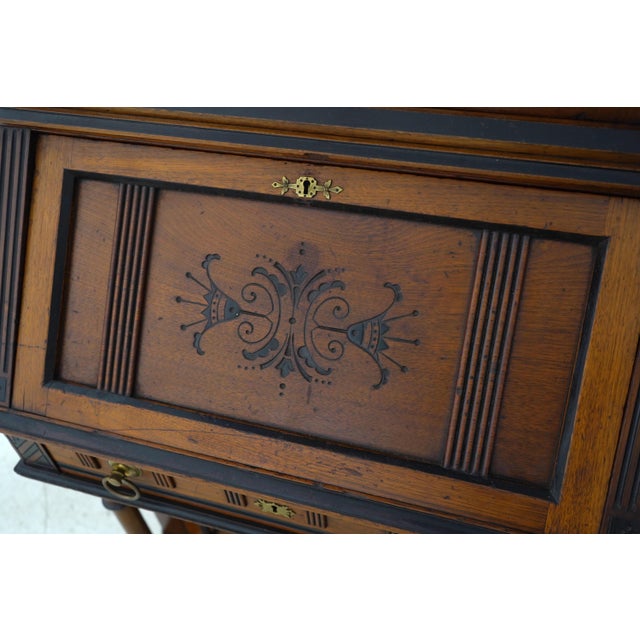 Stunning American Eastlake Victorian Walnut Secretary Desk For Sale - Image 12 of 18