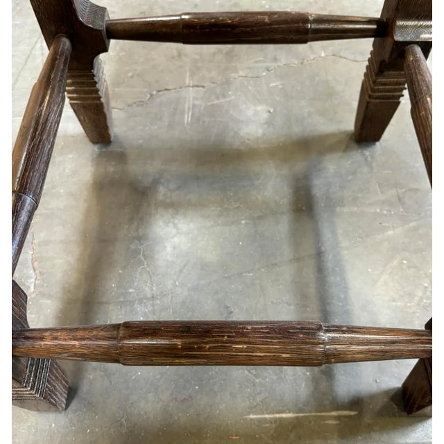 Oak & Leather Stein Counter Stool From the Madeline Stuart Collection For Sale - Image 4 of 5