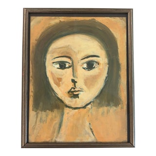 Mid-20th Century Framed French Parisian Female Portrait Painting For Sale