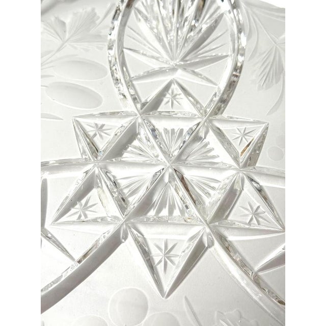 Large Bohemian Hand-Cut Crystal 3-Part Fruit Bowl, 1930s For Sale - Image 10 of 16